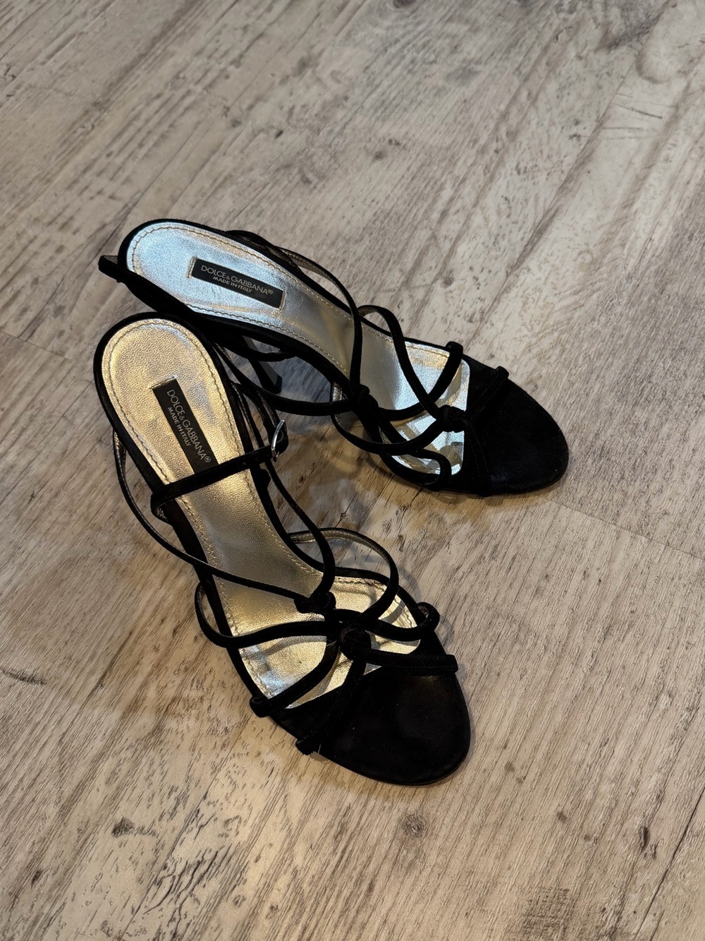 Dolce&Gabbana Black Strappy Suede Heels 38.5
